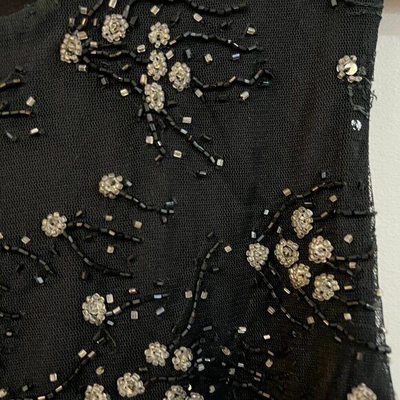 Flora Nikrooz Black Embellished Top Beaded Lace Tank Medium Evening Formal - Picture 4 of 7